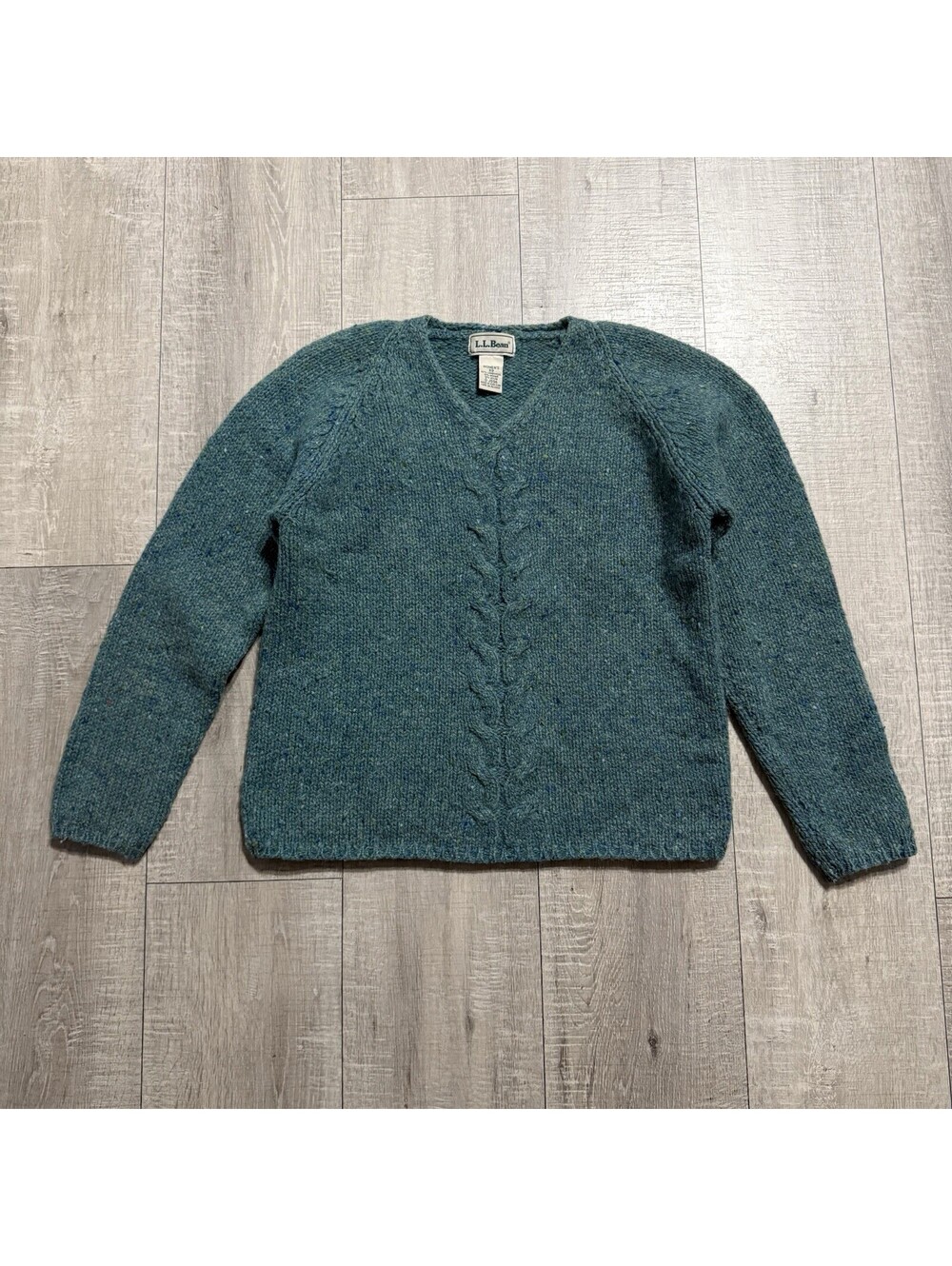 Vintage LL Bean Mohair Lambswool Blend Aqua Pullover Sweater Thick Knit Women XS - Picture 2 of 8